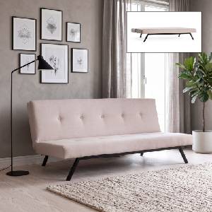TopMebel Тапициран троен диван Zola TopMebel с функция за сън в кремав цвят 180x64x78cm
