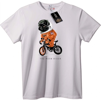 NOONEBRAND Тениска Астронавт мопс на велосипед - 2XL, Black