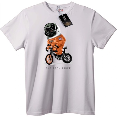 NOONEBRAND Тениска Астронавт мопс на велосипед - 2XL, Black