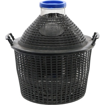 Sklenený demižón 34L so širokým otvorom v koši 62330