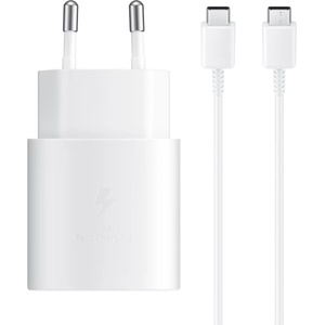 Samsung Зарядно SAMSUNG EP-TA800EWE 25W, с кабел EP-DA905BWE USB-C към USB-C, Бял, bulk (EP-TA800EWE EP-DA905BWE)
