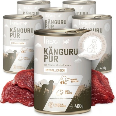 Reavet 100% čisté maso pro nutričně citlivé psy klokanní 400g