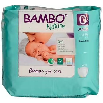 Bambo Nature Еко пелени Bambo Nature - Premature, размер 0, 1-3 kg, XXS, 24 броя (1000010819)