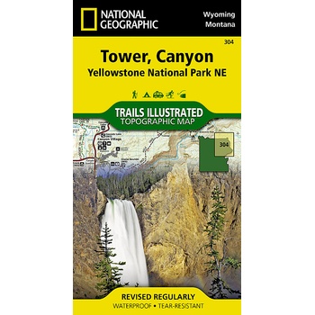 Tower Canyon Yellowstone národní park turistická mapa NGS GPS