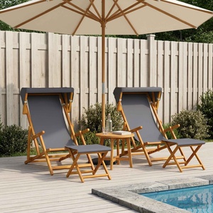 vidaXL Шезлонг 4 pcs 3 позиция Плътно евкалиптово дърво Сиво (3407798)