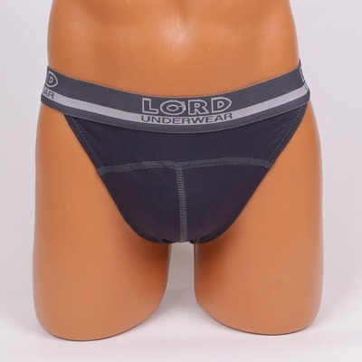 Тъмносив изрязан слип с външен ластик и надпис