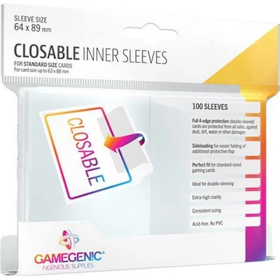 Gamegenic Closable Inner Sleeves Clear Obaly 100 ks
