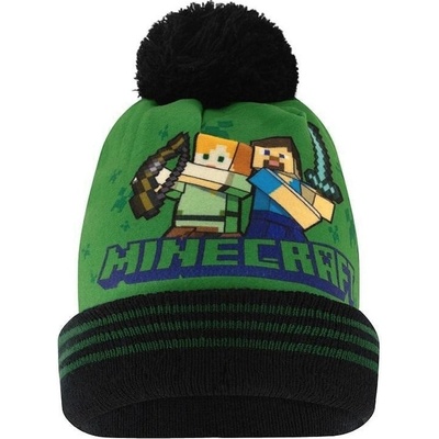 Zimní čepice s bambulí Minecraft Alex a Steve