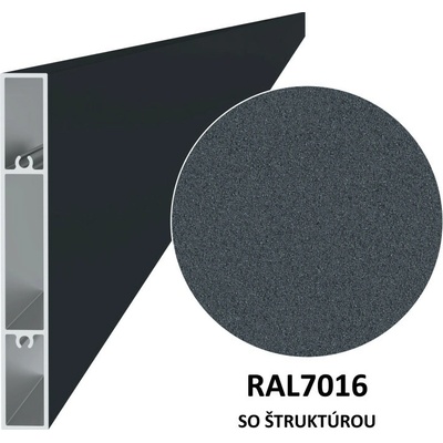 Hliníkový profil 120 x 16 x 6000 mm, štruktúra RAL 7016
