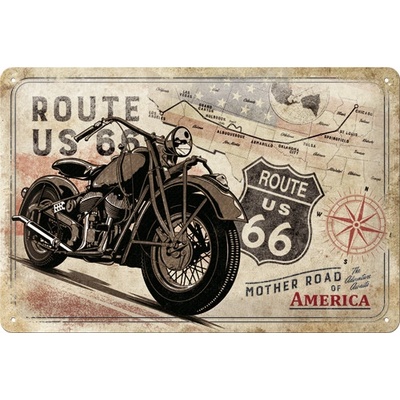 Nostalgic Art Plechová ceduľa Route 66 Bike Map