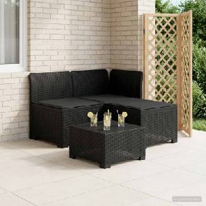 vidaXL Пейка за градина с Cushions във вид на ратан 3-местен ПП (8011889)