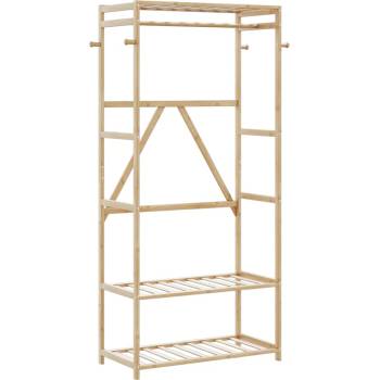 vidaXL Закачалка за дрехи с рафтове 80x40x175 см бамбук (4008922)