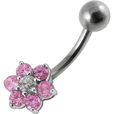 Šperky4U stříbrný piercing do pupíku kytička BP01018-P