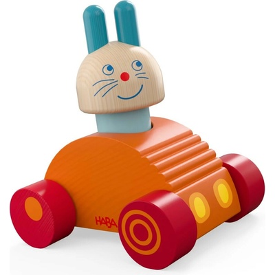 Haba 2v1 Drevené auto a kolíska Zajačik