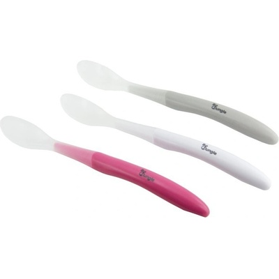 Bo Jungle měkké jídelní lžičky White Pink Grey 3 ks
