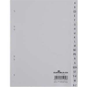 DURABLE Регистър, pp, a5, 20 части, a-z, durable, сив 655010 (655010)
