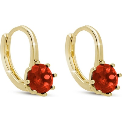 Biju Pozlacené náušnice s červeným oválným krystalem 3799-2 1003799-2