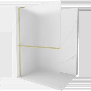 Mexen Kioto+ L душ преграда с рафт Walk-in 70 x 200 см, матирано стъкло, златно четкано - 800-070-123-55-30 (800-070-123-55-30)