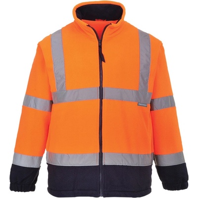 Portwest F301 HI VIS Fleecová reflexná mikina Fluorescenčno oranžová Námornícka modrá