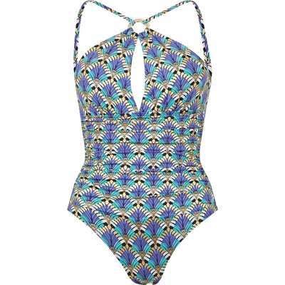 Biba Бански костюм Biba Women's Plunge Swimsuit - Deco Fan Print