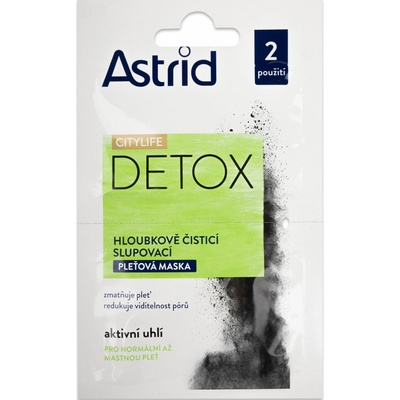 Astrid CityLife Detox čistiaca zlupovacia pleťová maska 2 x 8 ml