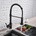 Sanitary ware Смесител за кухня с гъвкав чучур, черен мат Пикасо