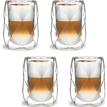 Vialli Design GEO dvojstenné sklenené termo poháre na kávu a čaj 4 x 250 ml
