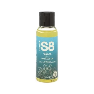 Stimul8 Освежаващо масажно олио с аромат на френска слива и египетски памук S8 Refresh 50 мл