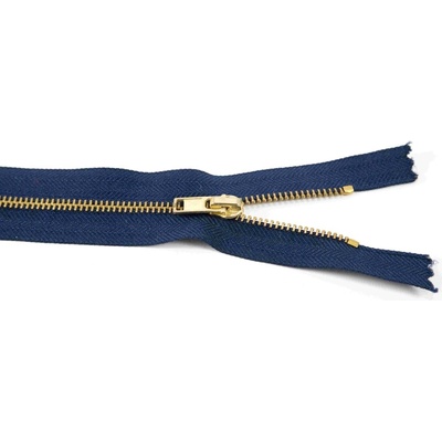 Nedeliteľný kovový mosadzný zips č.3 viac farieb - dĺžka (10 - 25 cm) 22 cm Tmavo modrá