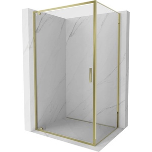 Mexen Exo-BR плъзгаща се душ кабина 80 x 100 см, прозрачна, златиста - 8181-080-100-50-00 (8181-080-100-50-00)