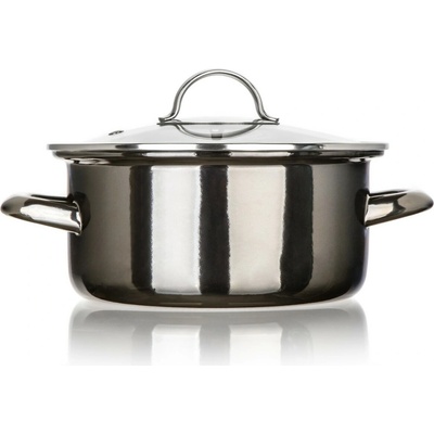 Banquet Hrniec smaltovaný METALLIC Black 20 cm 2 l s pokrievkou, 20 cm