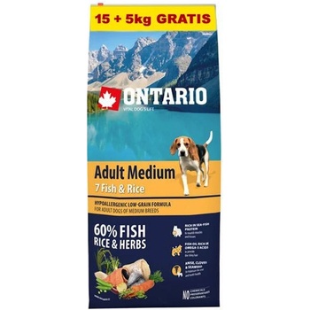 Ontario Adult Medium 7 Fish & Rice 20 kg