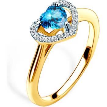 Image 1 of SAVICKI Годежен пръстен сърце: двуцветно злато. топаз. диаманти