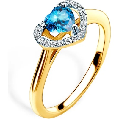 SAVICKI Годежен пръстен сърце: двуцветно злато. топаз. диаманти