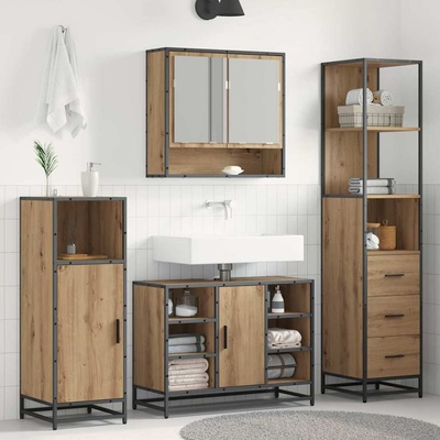 vidaXL Комплект мебели за баня Дъб 35 x 37, 5 x 166 см Инженерно дърво (883599)