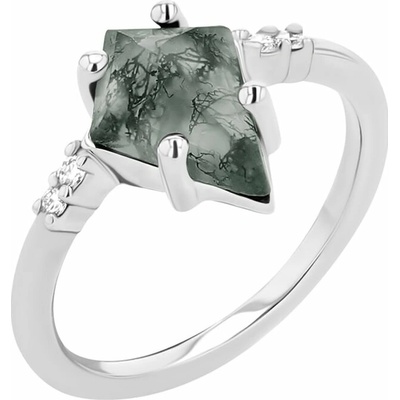 Eppi Unikátny zásnubný prsteň s machovým achátom a diamantmi Celeste R45265