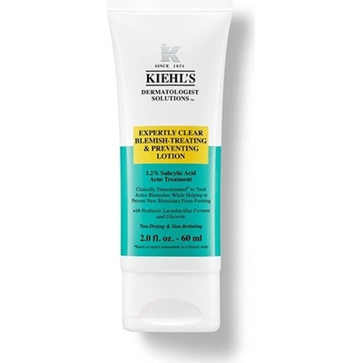 Kiehl's Expertly Clear Acne-Treating & Preventing Lotion хидратиращо средство за акне с 1, 2% салицилова киселина и 2% ниацинамид, специално формулирано за премахване на акнето и предотвратяване на бъдещи обриви унисекс 60 мл