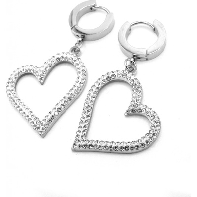Steel Jewelry náušnice krystalkové srdíčka z chirurgické oceli NS220215