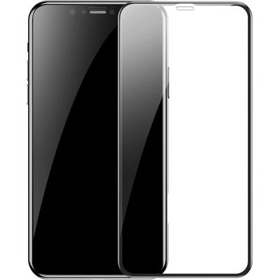 Baseus Full Screen Tempered Glass (0.30 mm) - калено стъклено защитно покритие за целия дисплей на iPhone 11, iPhone XR (прозрачен-черен) (2 броя)