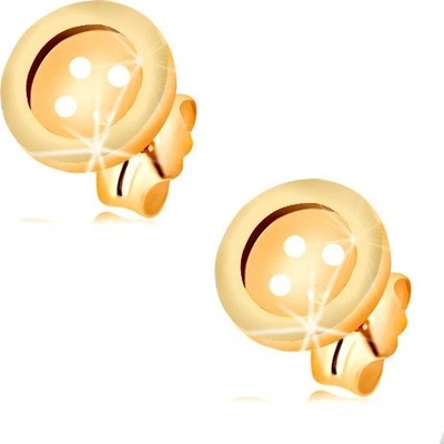 Šperky eshop ve žlutém zlatě kulatý knoflík se čtyřmi dírkami puzetky S1GG74.25