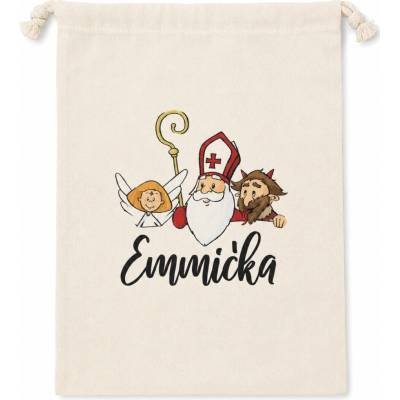 Bavlněný pytlík s potiskem Mikuláše, pro EMMIČKU-Zachraň mě!