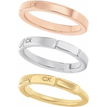 Calvin Klein Slušivý tricolor prsteň 3 v 1 Soft Squares 35000458