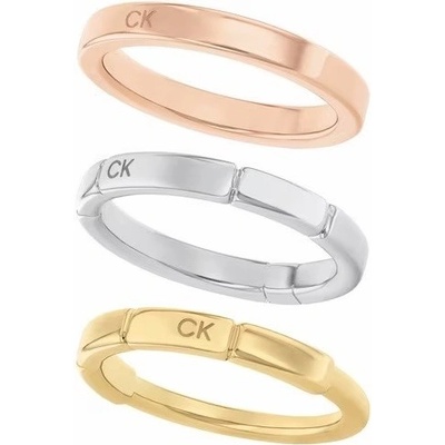 Calvin Klein Slušivý tricolor prsteň 3 v 1 Soft Squares 35000458