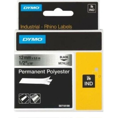 DYMO Етикетираща лента DYMO ID1 12 мм x 5, 5 м полиестер на черен метален фон S0718180 (S0718180)