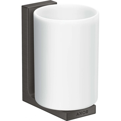 AXOR Universal Rectangular nádobka na ústnu hygienu s držiakom kartáčovaný čierny chróm 42604340