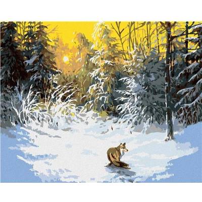 Zuty Malování podle čísel Liška v zasněženém lese 80 x 100 cm bez rámu a bez vypnutí plátna