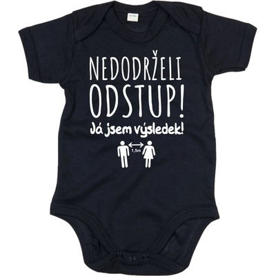 Fajntričko Dětské body Nedodrželi odstup! Barva látky černá