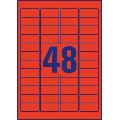 Etikety Avery odnímateľné 45,7x21,2 mm červené