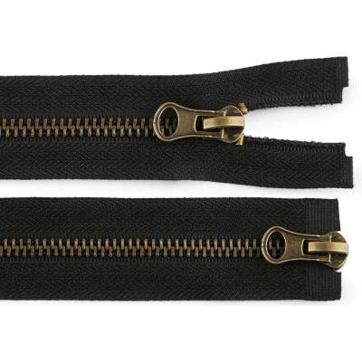 Zip staromosazný No 5 dělitelný 2 jezdce / dvoucestný 80 cm - černá