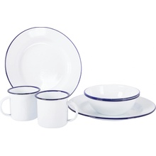 Bo-Camp Tableware enamel biela modrá 6 ks